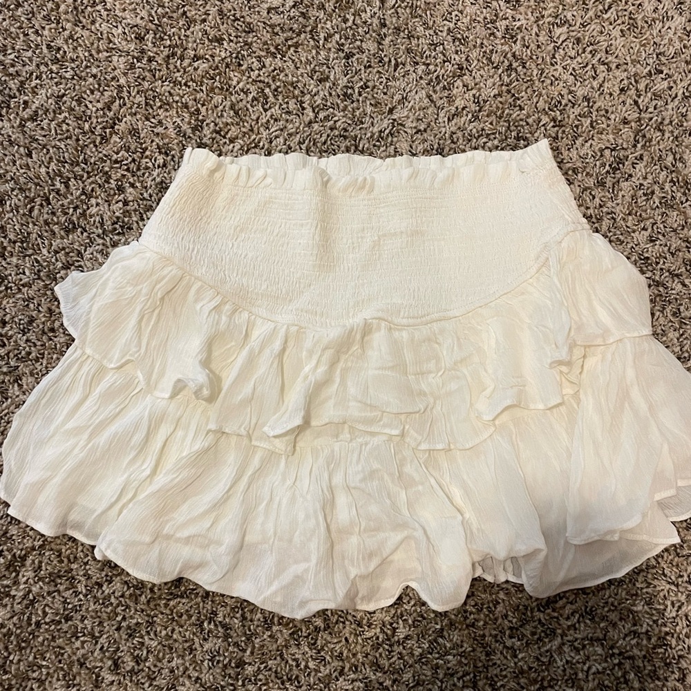 Mustard Seed Cream Ruffled Mini Skirt